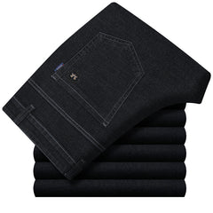 Men's Straight Elastic Thick Business Casual Jeans