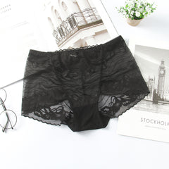 High-waisted Butt-lifting Seamless Transparent Lace Breathable Mesh Briefs