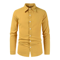 New Men's Cotton Linen Loose Casual Long Sleeve Shirt