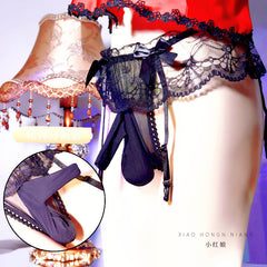 Men's Lace Suspender Low Waist Transparent Sexy Thong