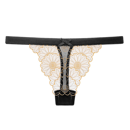 Daisy Jacquard Breathable Mesh Low-Rise Seamless Sexy Thong