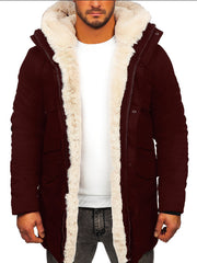 Thick Warm Leather Hooded Jacket