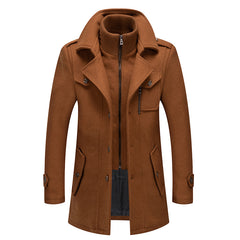 New Winter Men's Business Double Collar Woolen Coat