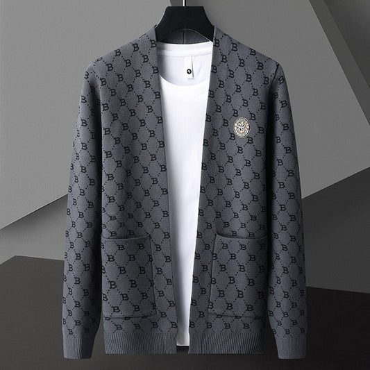 New Printed Stitching Cardigan Sweater