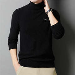 Men's High Collar Warm Jacquard Casual High-end Wool Sweater