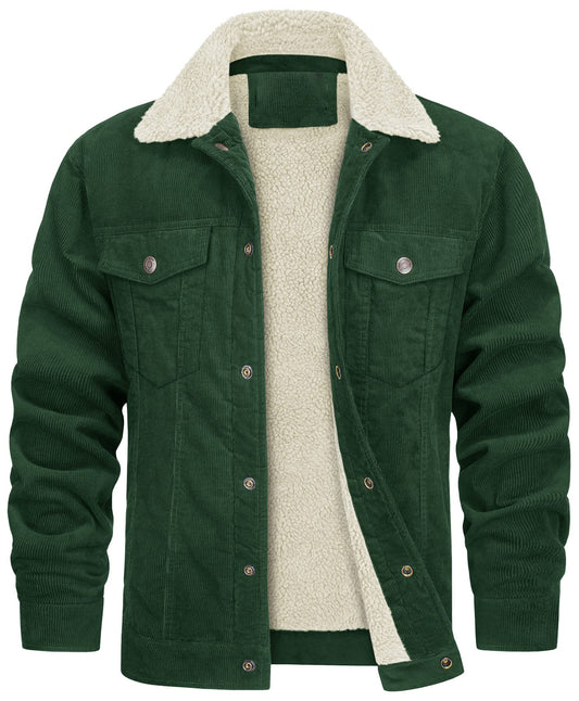 Men's 2023 New Corduroy Lapel Plush Loose Casual Jacket