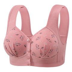 Front Button Large Size Wire-Free Printed Bra