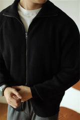 Zippered Simple Solid Color Loose Sweater