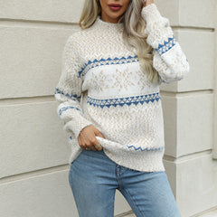 Christmas Half Turtleneck Snowflake Casual Fashion Knitted Sweater