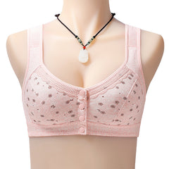 Pure cotton thin wire-free front button bra