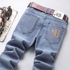 Loose straight embroidered casual jeans