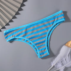 Simple Breathable Striped Low-waist Briefs