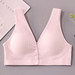 Thin wire-free front button breathable bra