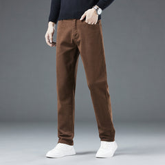 2024 Men's Winter New Pure Cotton High-end Straight Elastic Casual Jeans