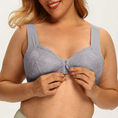 Button Front Sexy Lace Wireless Bra