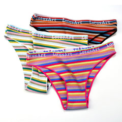 Low Waist Sexy Large Size Colorful Striped Cotton Briefs