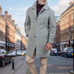 2024 Winter New Men's Wool Plaid Cotton Coat
