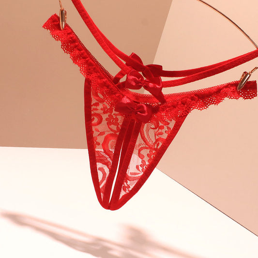 Sexy Lace Crotchless Strapless Hot See-through Low Waist Thong