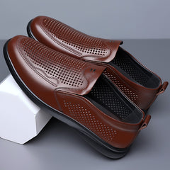 Men's Hollow Soft Sole Lightweight Breathable Leather Shoes