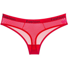 Sexy Transparent Mesh Sports Letter Printed Thong