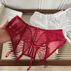 Sexy Open Crotch Lace-up Low-rise Briefs