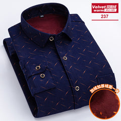 Men's Long-sleeved Double-sided Velvet Loose Casual Shirt
