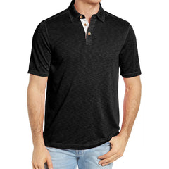 Men's Lapel Cotton Casual Color Block POLO Shirt