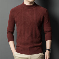 Round neck thick casual 100% wool sweater