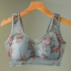 Seamless mesh lace thin wire-free bra