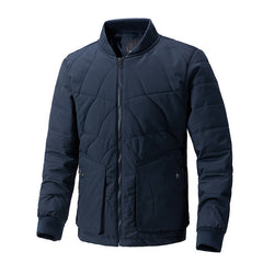 Men's Casual Warm Stand Collar Plaid Patchwork Cotton Coat