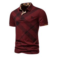 Men's Casual Business Striped Printed Short-sleeved Polo Shirt