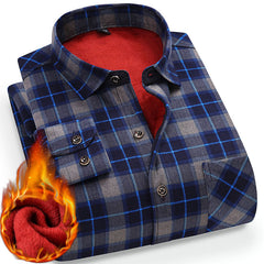 New Men's Winter Velvet Thickened Warm Double-sided Velvet Long-sleeved Shirt