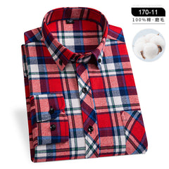 Pure cotton plaid casual lapel shirt