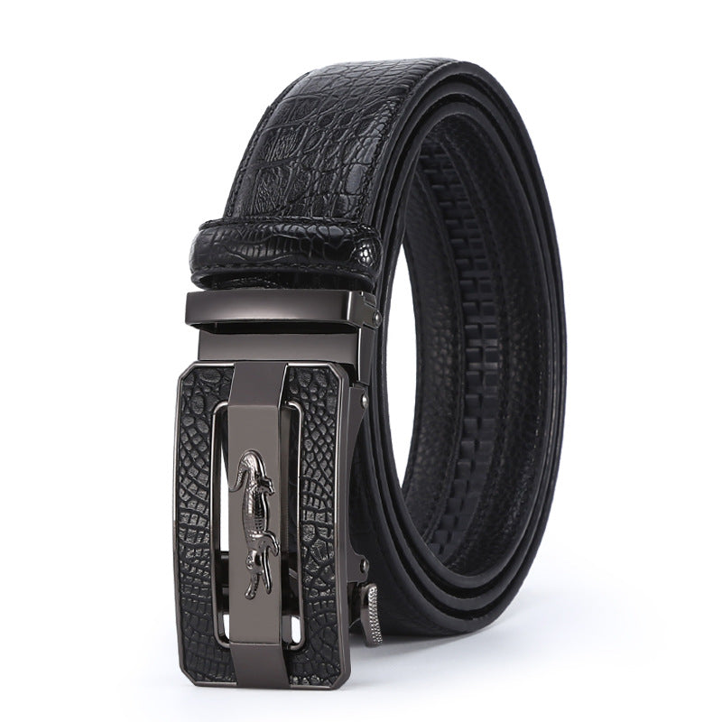 Men's New Automatic Buckle Crocodile Pattern Leather Business Casual Belt