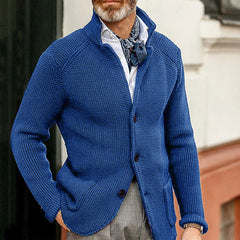 Men's slim fit stand collar knitted cardigan