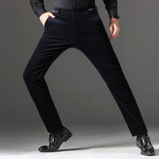Men's Velvet Thickened Corduroy Business Slim Trousers