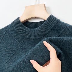 High-end round neck loose jacquard warm sweater