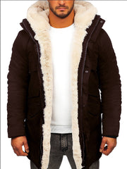 Thick Warm Leather Hooded Jacket