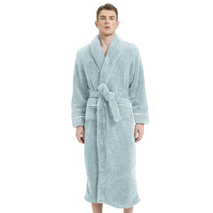 2024 Winter Men's Comfortable Cotton Velvet Long Nightgown