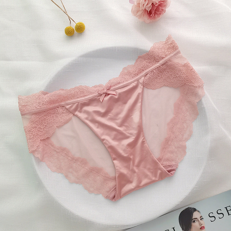 Transparent sexy satin low rise panties