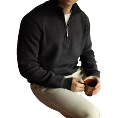 High collar solid color knitted sweater
