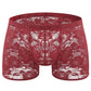 Tzy499P Rose Lace Sheer Mesh Low Waist Boxer Panties