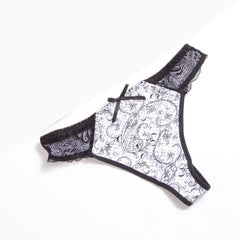 Lace print sexy solid color panties