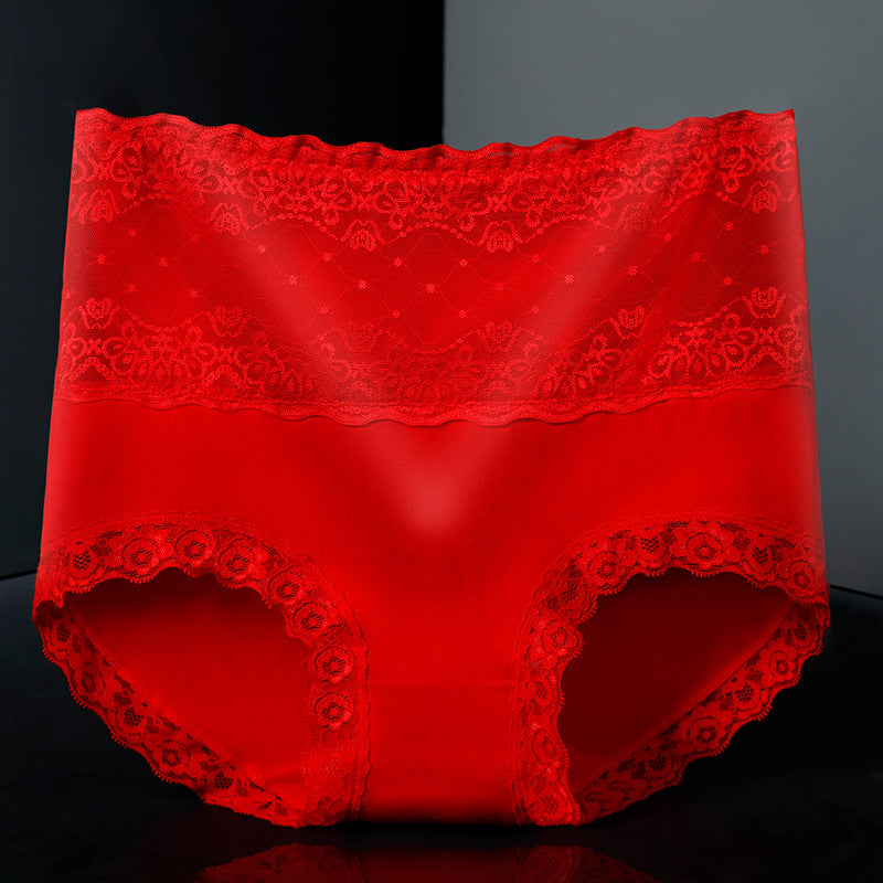 Ladies Pure Cotton High Waist Lace Breathable Plus Size Briefs