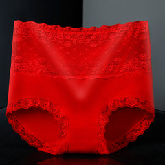 Ladies Pure Cotton High Waist Lace Breathable Plus Size Briefs
