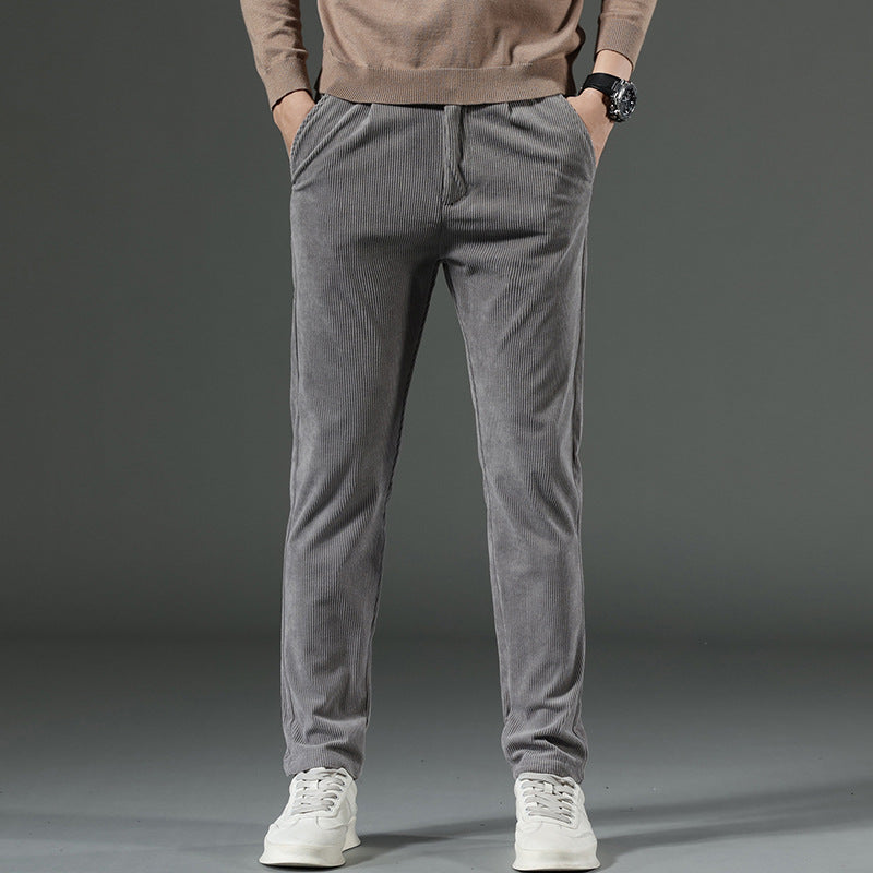 Men's Straight Striped Corduroy Casual Pants
