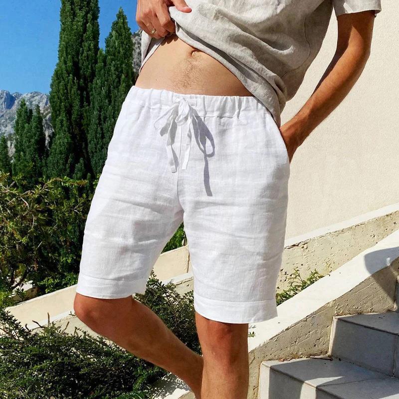 Men's Loose Cotton and Linen Breathable Sports Casual Shorts