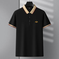 Summer Ice Silk Cotton Embroidered Bee Polo Shirt