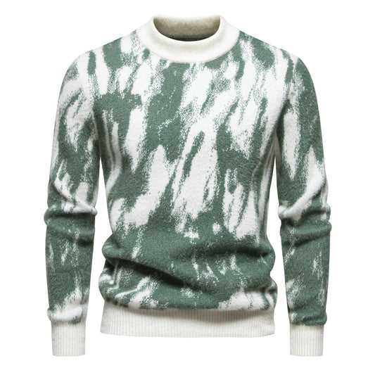 New Men's Retro Printed Casual Crewneck Sweater