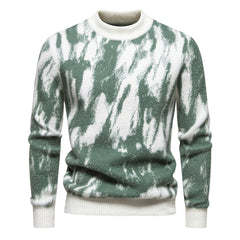 New Men's Retro Printed Casual Crewneck Sweater